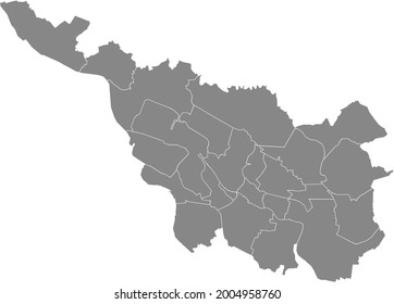 Simple gray vector map with white borders of subdistricts of Bremen, Germany