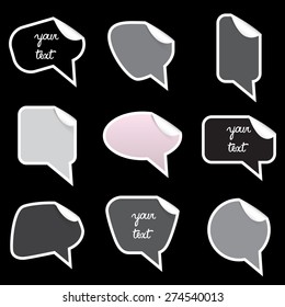 simple gray-scale speak bubbles with symbols stickers eps10
