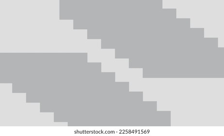 Simple grayscale vector wallpaper. Gray background with an object in the shape of stairs in a darker shade. Gray background. Vector background, minimalistic, monochrome.