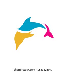 simple great jumping dolphin logo design vector illustrations 