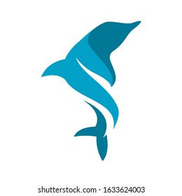 simple great jumping dolphin logo design vector illustrations 
