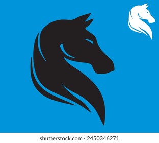 SIMPLE GREAT STRONG HORSE LOGO, silhouette of big mare head vector illustrations