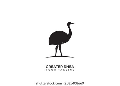 Simple greater rhea logo design, greater rhea logo silhouette