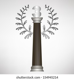 simple greece column, laurel wreath and number. eps10 vector illustration 