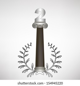 simple greece column, laurel wreath and number. eps10 vector illustration 
