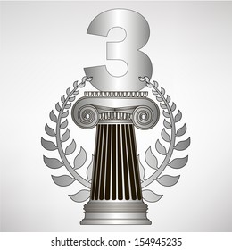 simple greece column, laurel wreath and number. eps10 vector illustration 