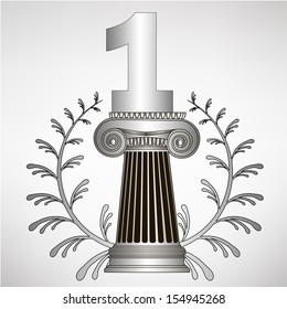 simple greece column, laurel wreath and number. eps10 vector illustration 