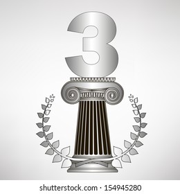 simple greece column, laurel wreath and number. eps10 vector illustration 