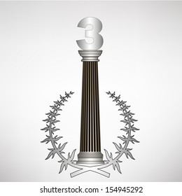 simple greece column, laurel wreath and number. eps10 vector illustration 