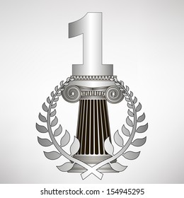 simple greece column, laurel wreath and number. eps10 vector illustration 