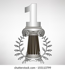 simple greece column, laurel wreath and number. eps10 vector illustration 