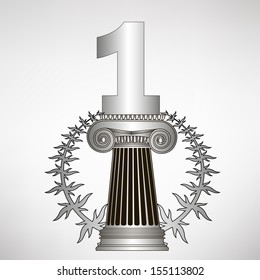 simple greece column, laurel wreath and number. eps10 vector illustration 