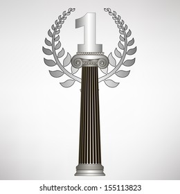simple greece column, laurel wreath and number. eps10 vector illustration 