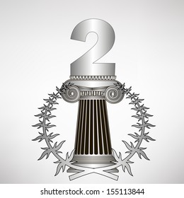 simple greece column, laurel wreath and number. eps10 vector illustration 
