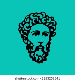 simple greek philoshoper character logo vector illustration template design