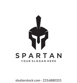 Simple greek spartan warrior helmet Logo design, with creative idea.