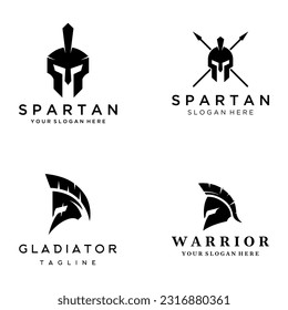 Simple greek spartan warrior helmet Logo design, with creative idea.