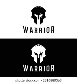 Simple greek spartan warrior helmet Logo design, with creative idea.