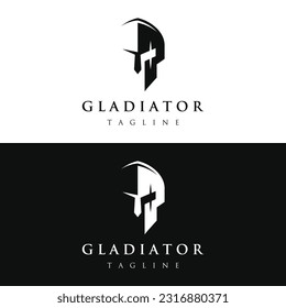 Simple greek spartan warrior helmet Logo design, with creative idea.