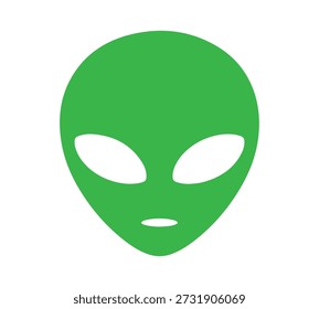 Uma silhueta de rosto alienígena verde simples.