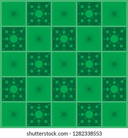 Simple green background with a circle and a box combination.