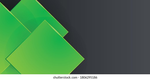 Einfach grüner Hintergrund mit modernem Unternehmenskonzept. Abstrakter 3D-Hintergrund mit grünen Linien Papierschicht. Futuristikgrün auf schwarzem Hintergrund