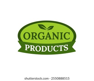 Simple green badge with a nature inspired leaf logo, perfect for branding eco friendly, organic, and bio products focused on quality and wellness.