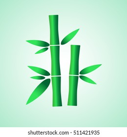 simple green bamboo plant leaves icon eps10