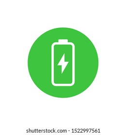 Simple green battery charging icon design button vector