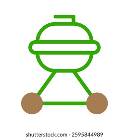 Simple Green BBQ Grill Line Art Illustration
