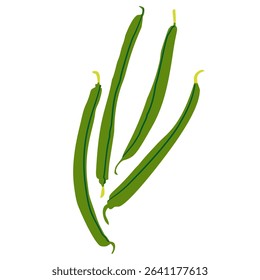 simple green beans clipart, fresh pod vegetable vector, minimalist garden produce