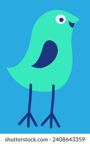 simple green bird vector illustration