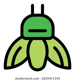 Simple green blossom with antennae growing and blooming, nature icon in flat design