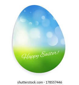 Simple green and blue Easter background with blurry back. Good for postcard design.