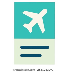 Simple green boarding pass icon with airplane symbol, perfect for air travel or ticket design.