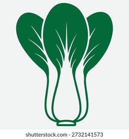 Simple green bok choy vegetable icon graphic on light gray background vector.