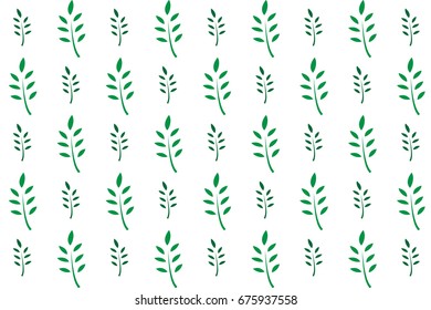 Simple green branch leaves pattern