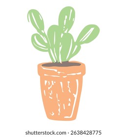 A simple, green cactus in a terracotta pot, with minimalist lines and a clean, modern design. Perfect for home decor or botanical-themed projects.