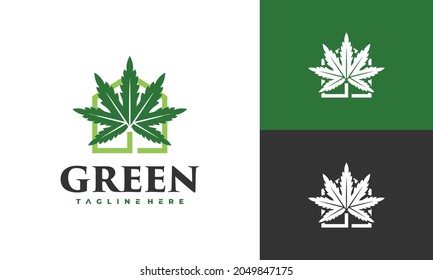 simple green cannabis home logo