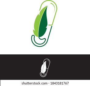 Simple green capsule Logo. the design of the leaf image is made beyond the capsule line to explain the natural or safe process of making the drug / capsule. green color describes natural or herbal