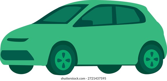 Simples verde carro visão lateral ilustração	