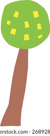 Árbol verde simple de la historieta con el tronco marrón