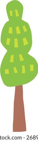 Árvore de desenho animado verde simples com tronco marrom