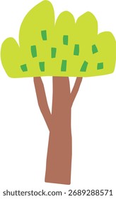 Árbol verde simple de la historieta con el tronco marrón