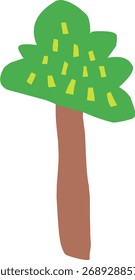 Árbol verde simple de la historieta con el tronco marrón