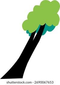 Árbol verde simple de la historieta con el tronco marrón