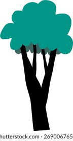 Simple green cartoon tree with brown trunk