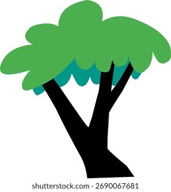 Simple green cartoon tree with brown trunk