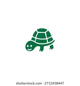 Un simple icono de tortuga de dibujos animados verde sobre un fondo blanco.
