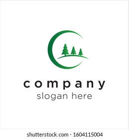 Simple green cedar tree logo concept for business and company.